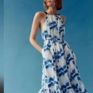 Anthropologie Blue and White Maxi Dress